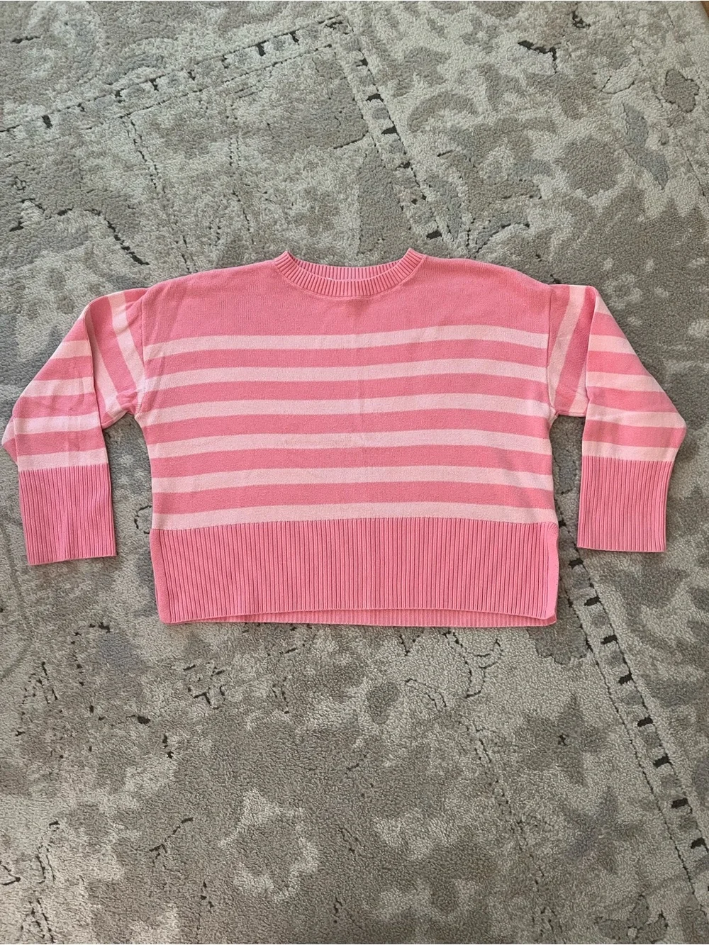 GAP Pink Striped Crewneck Sweater